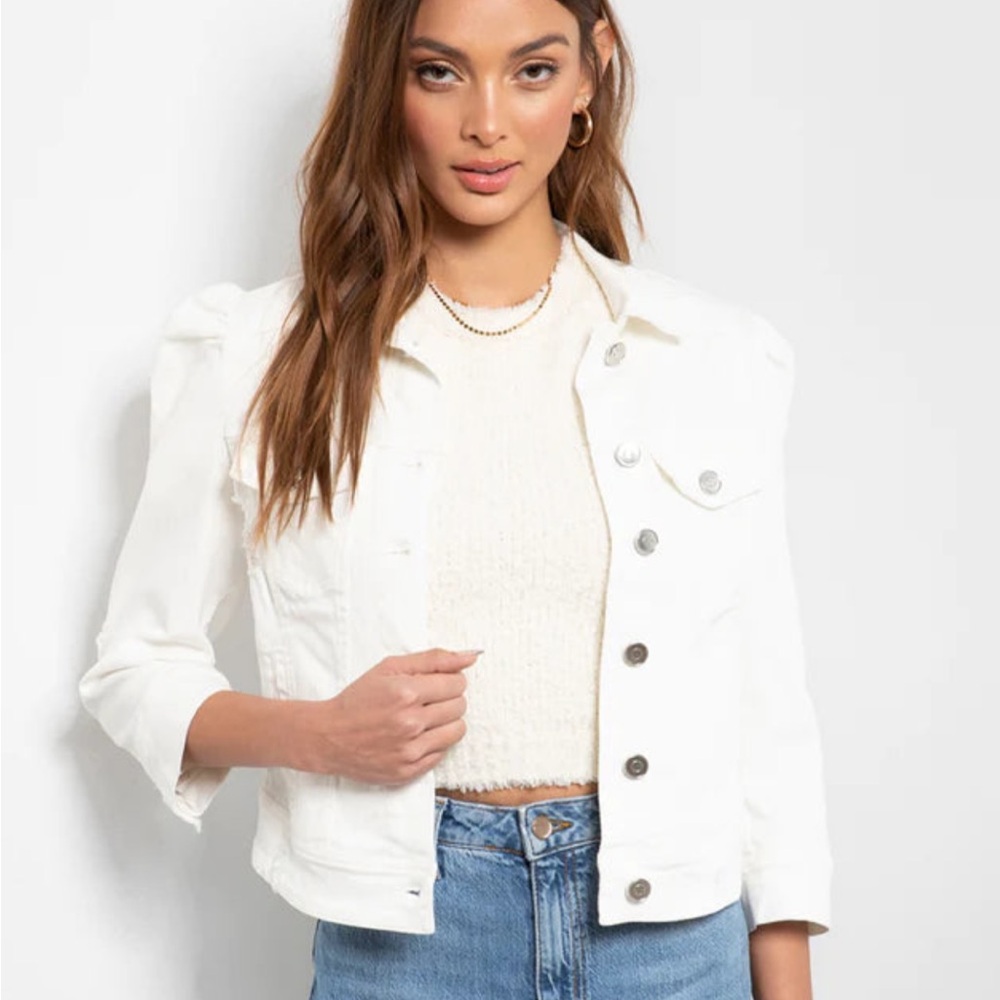 Tart Distressed Puff Sleeve Jean Jacket